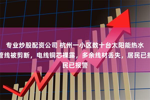 专业炒股配资公司 杭州一小区数十台太阳能热水器管线被剪断，电线铜芯裸露，多余线材丢失，居民已报警